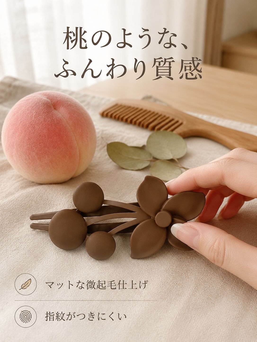 高級感マットフラワーヘアピン