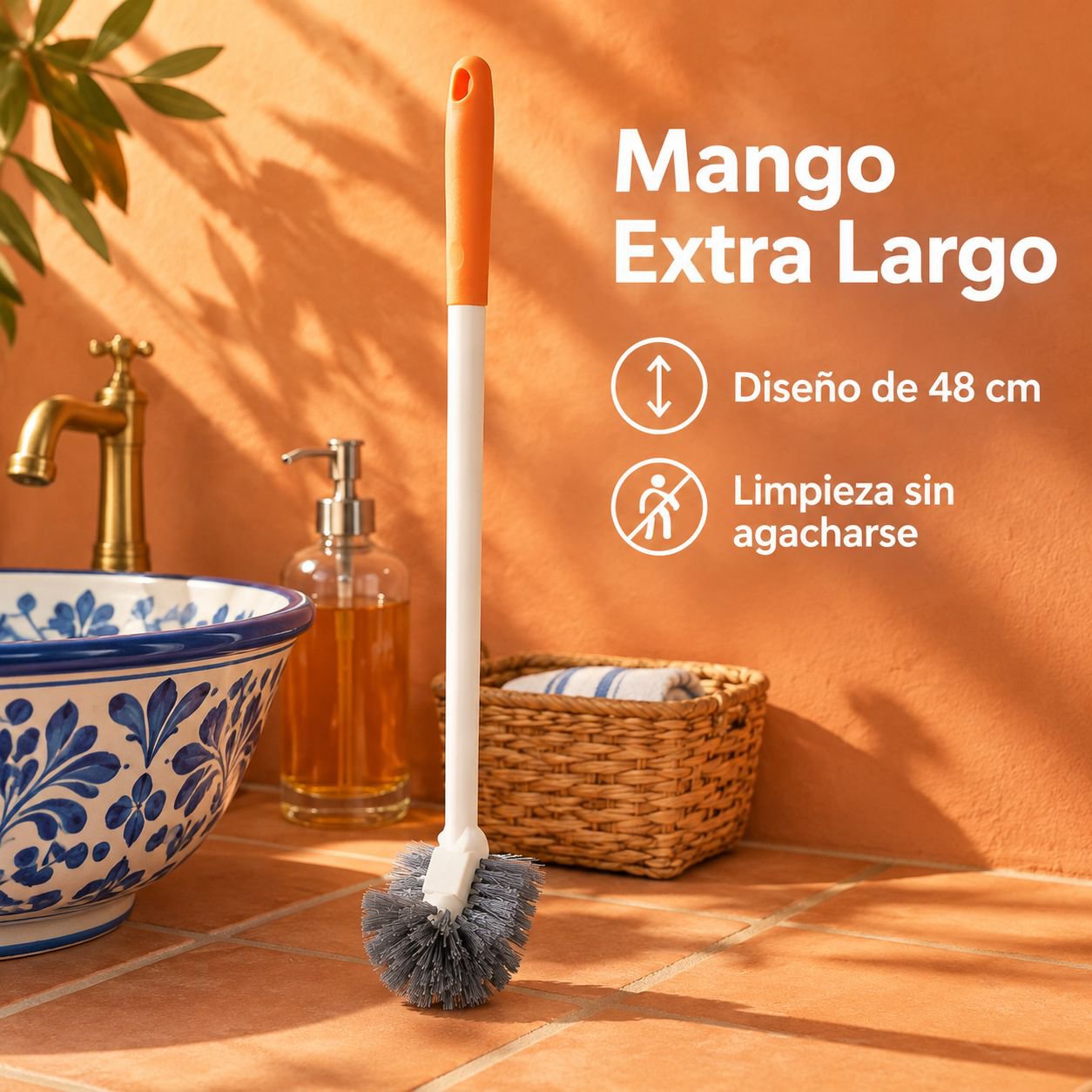 Cepillo de inodoro de mango largo con cerdas suaves para una limpieza a fondo