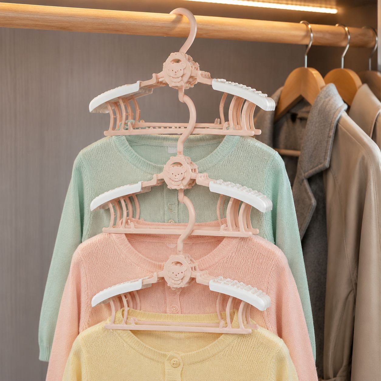 Infant Special Hanger Adjustable Solid Wood Sliding Household Hanger