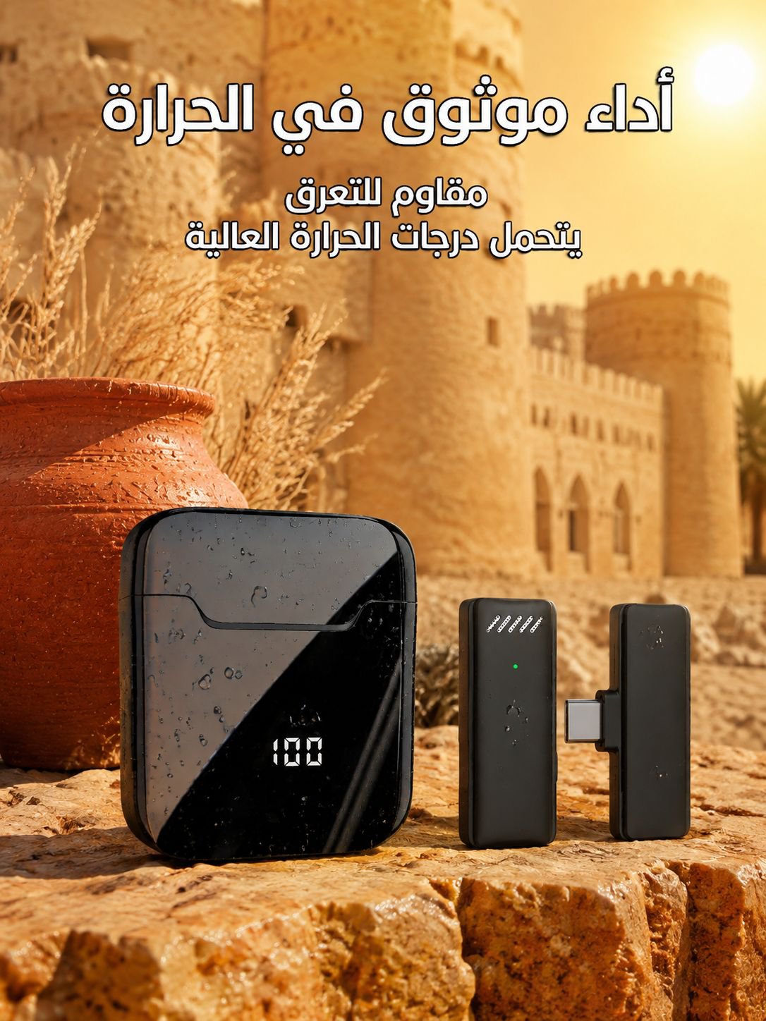  ميكروفون لاسلكي مع المشبك وعلبة الشحن