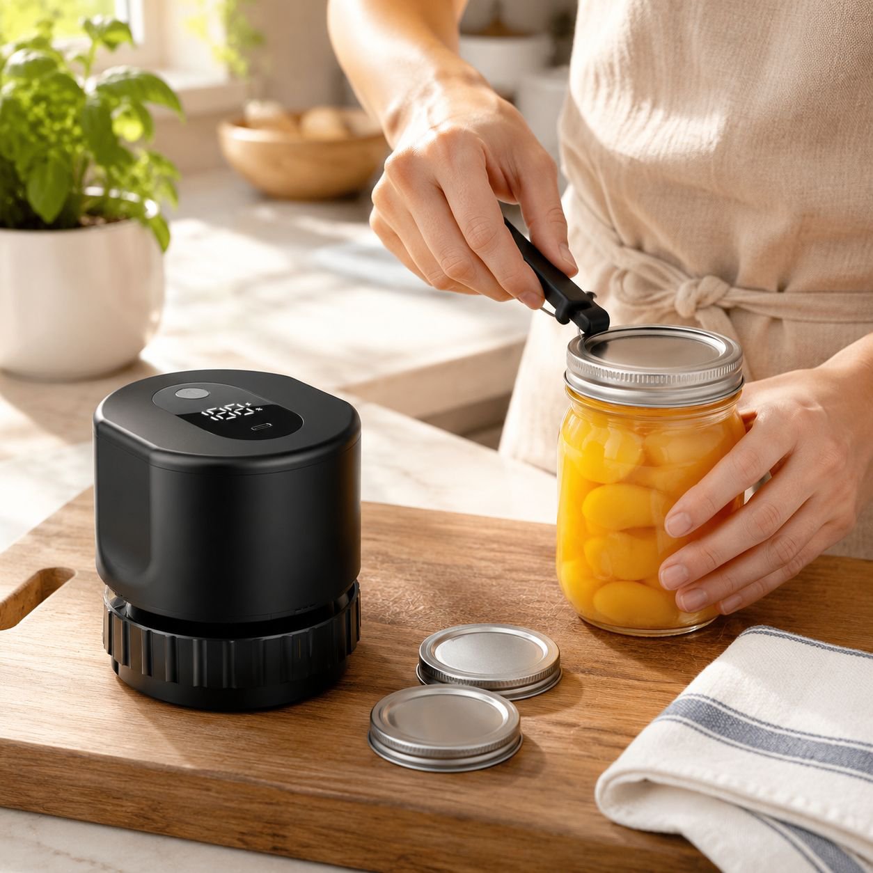 Mini máquina selladora al vacío para alimentos, especial para tarros Mason, uso doméstico