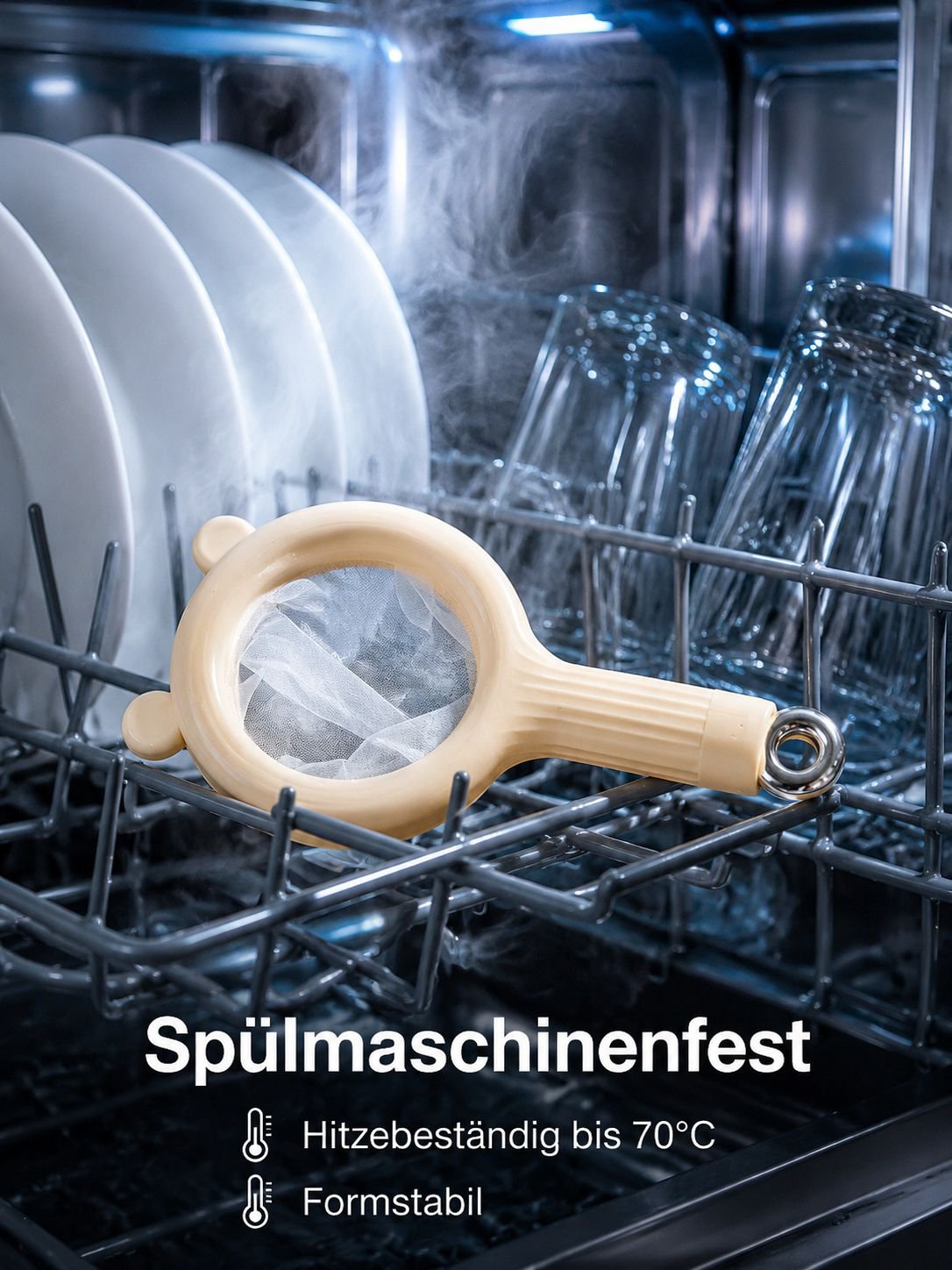 Praktisches Saft-Sieb im Küchengebrauch