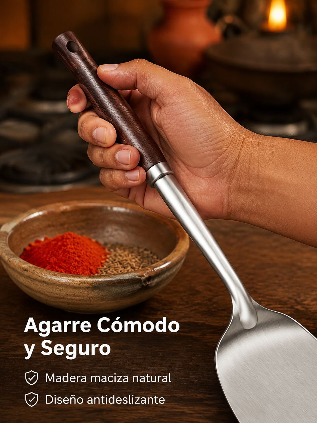 Mango ergonómico de espátula de acero inoxidable
