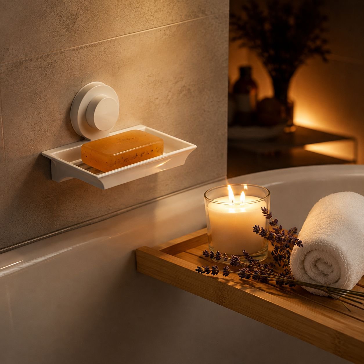 Sleek bathroom accessory soap dish with drainage holes
