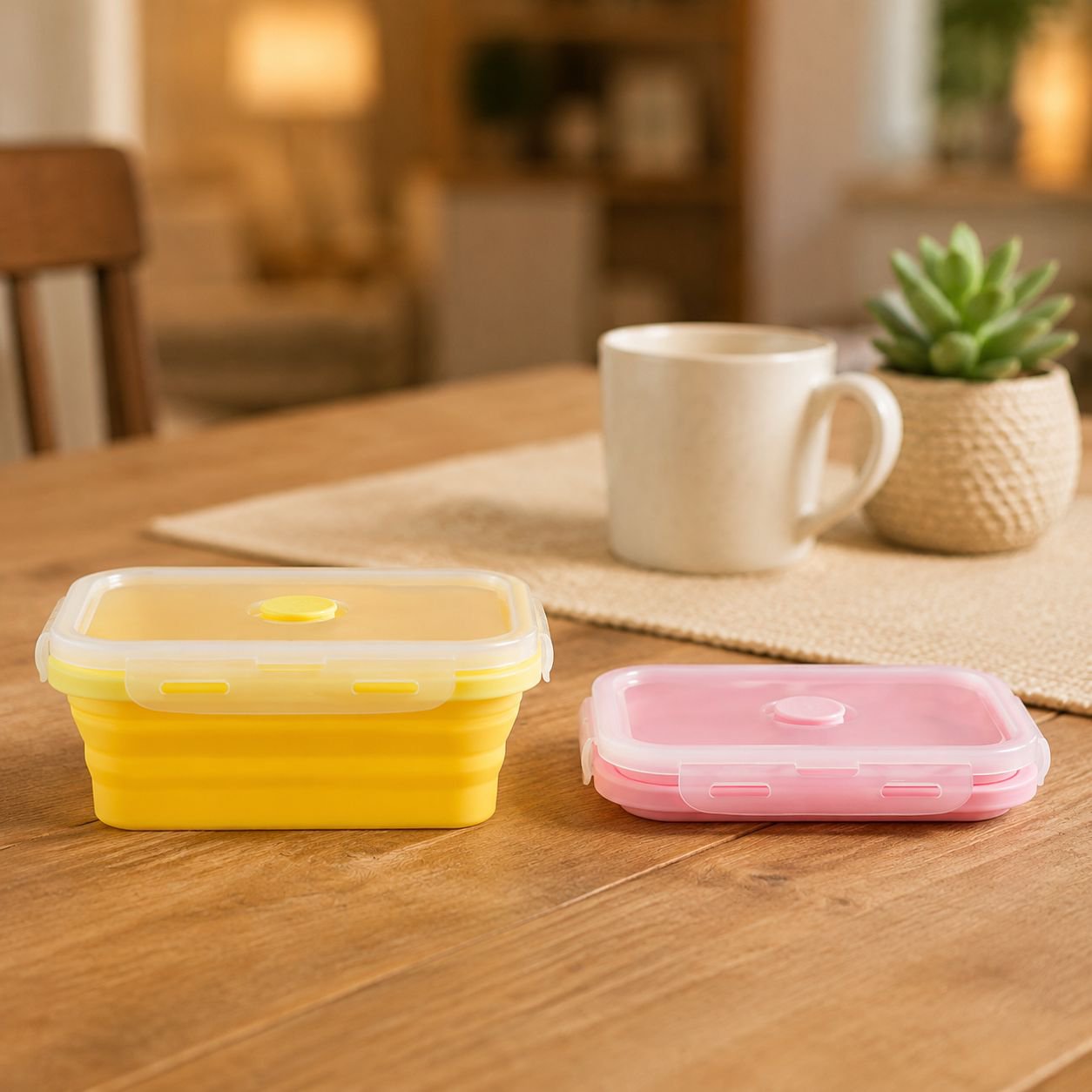 Portable Foldable Silicone Food Container with Sealed Lid