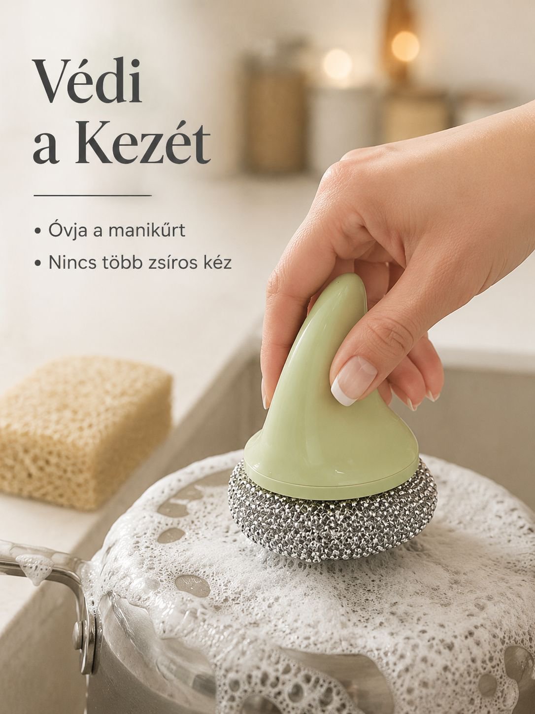 Konyhai tisztító edénykefe