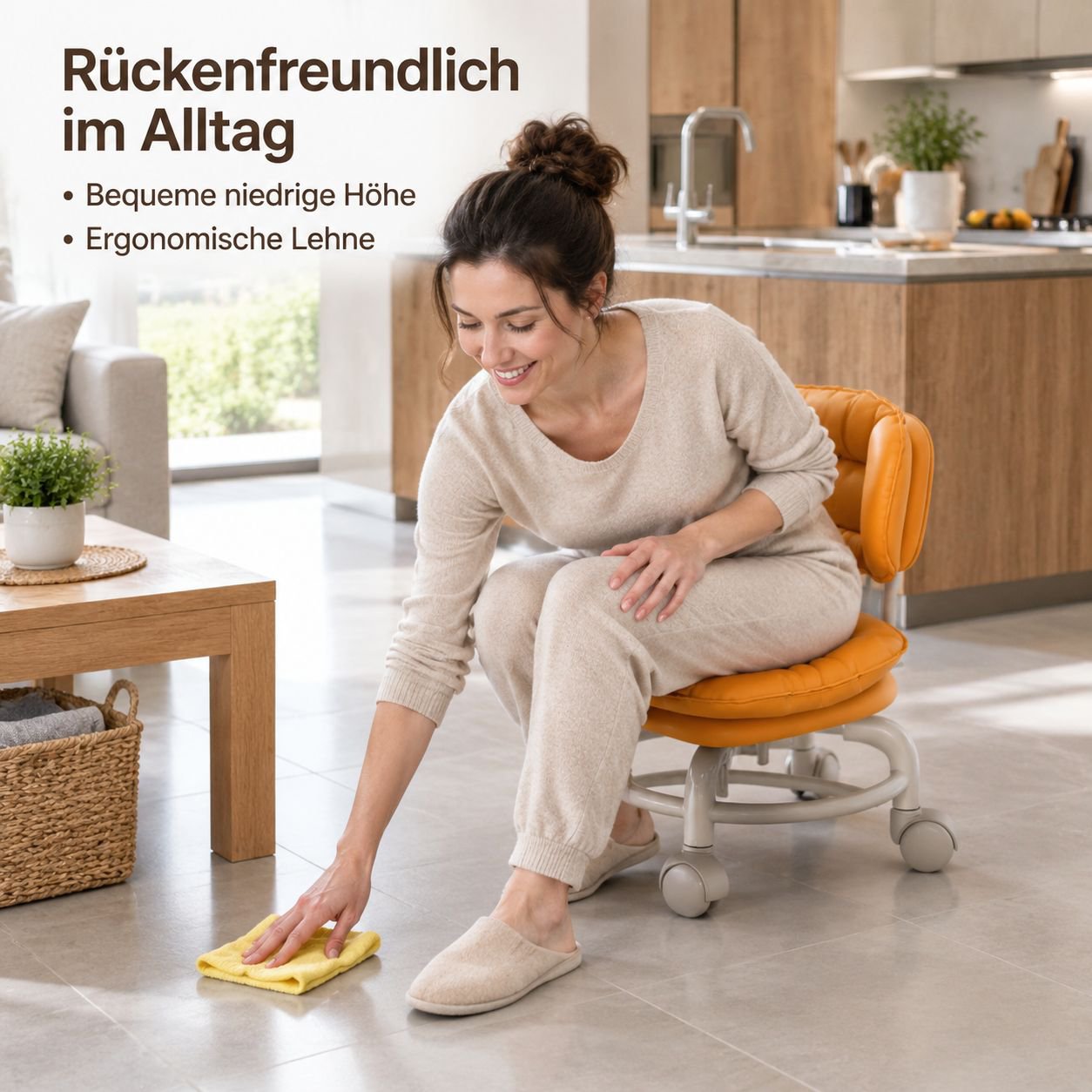 Multifunktionaler kleiner Sessel mit Universalrollen