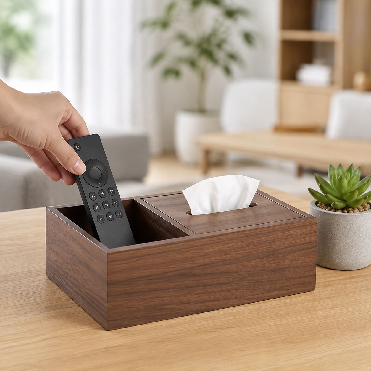Living Room Coffee Table Multifunctional Tissue Storage Box, Remote Control Organizer