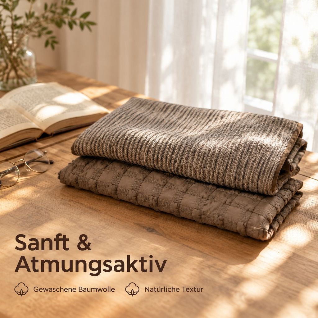 Kissenbezug Braun Gestreift Breiter Rand Wabi-Sabi Lendenkissen Sofa