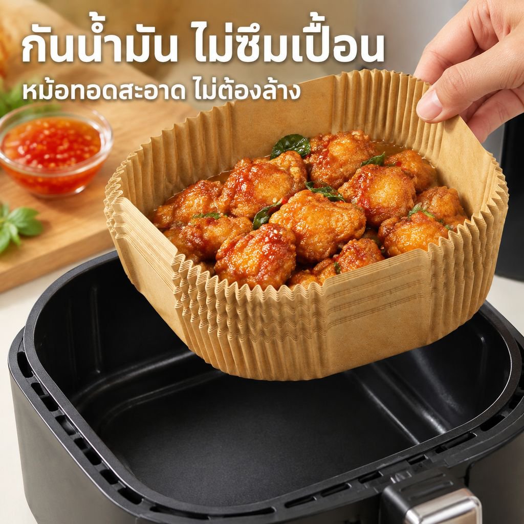 กระดาษรองอบกันน้ำมันทรงสี่เหลี่ยม