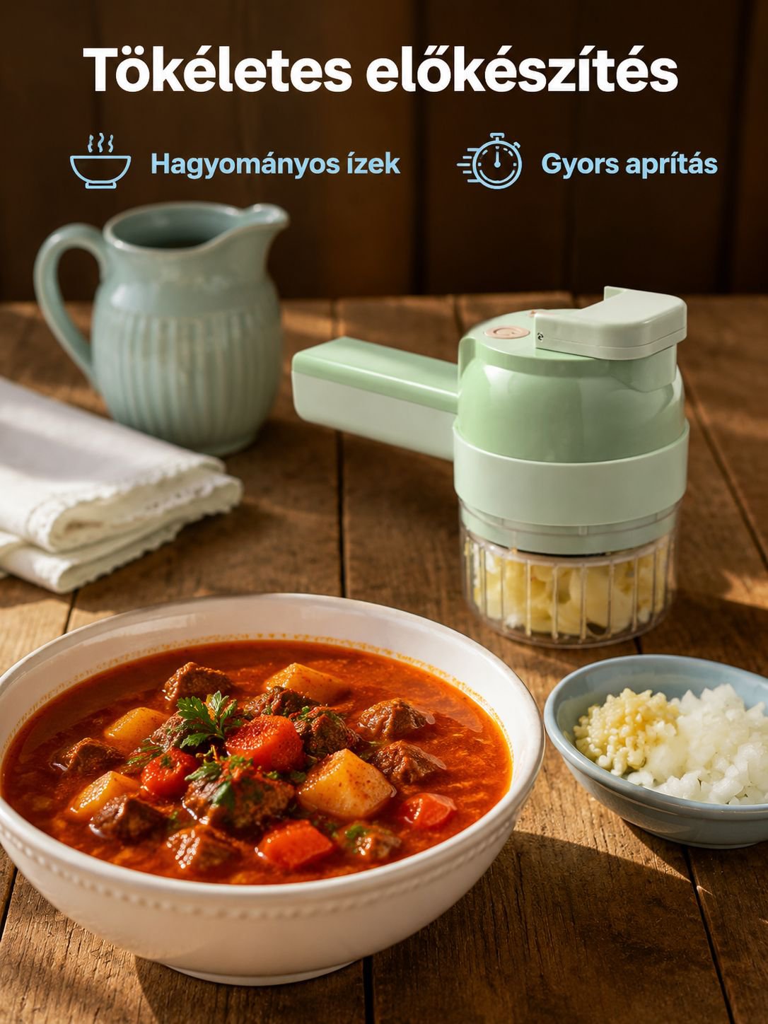 Biztonságos szeletelés és aprítás konyhai géppel