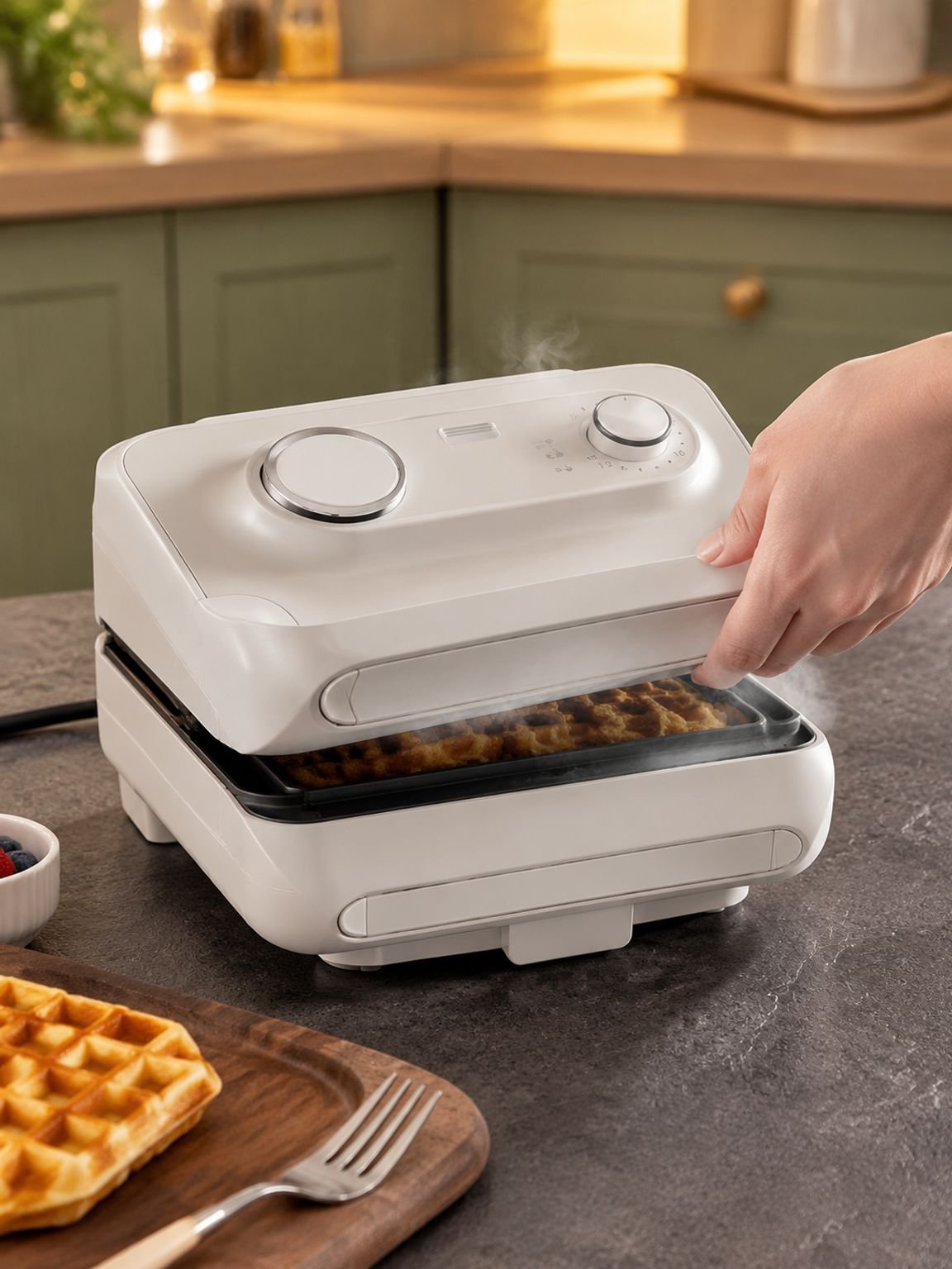 Elektrischer Sandwichmaker mit zwei Heizplatten für knusprige Toasts