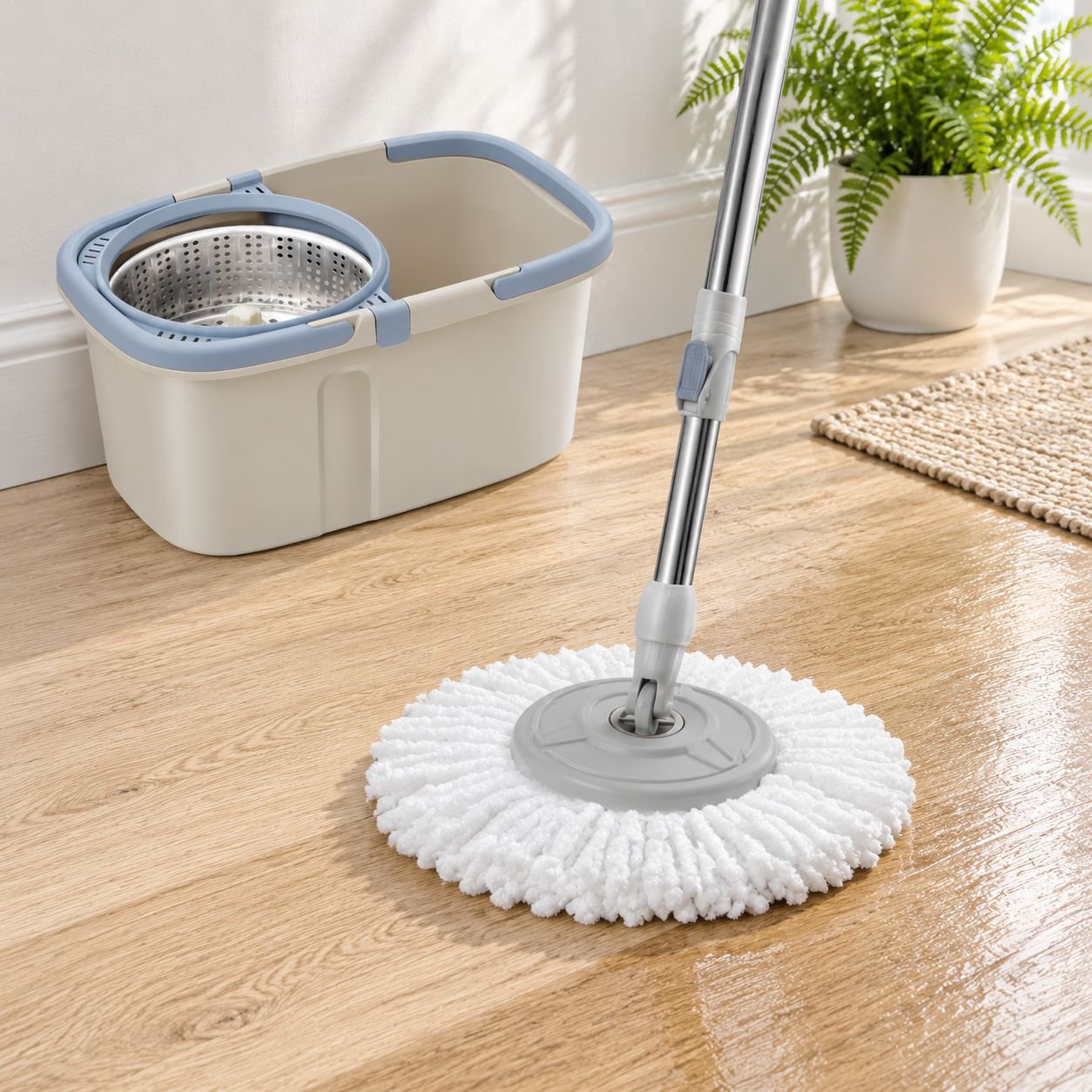 Hand-Free Spinning Mop Bucket Set with 360° Rotating Mop Head