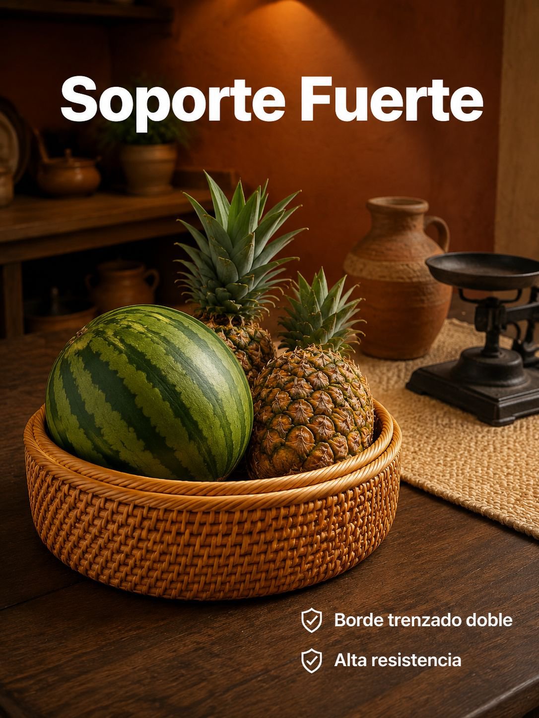 Canasta de frutas con enredaderas de otoño
