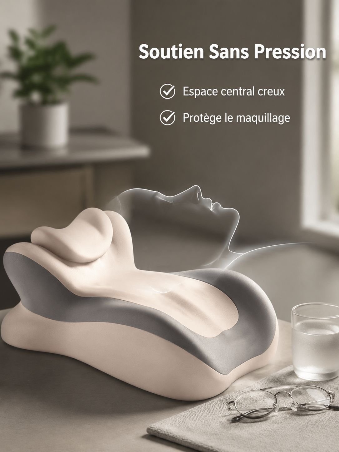 Almohada reposacabezas de espuma viscoelástica para dormir boca abajo, almohada para aliviar la pres