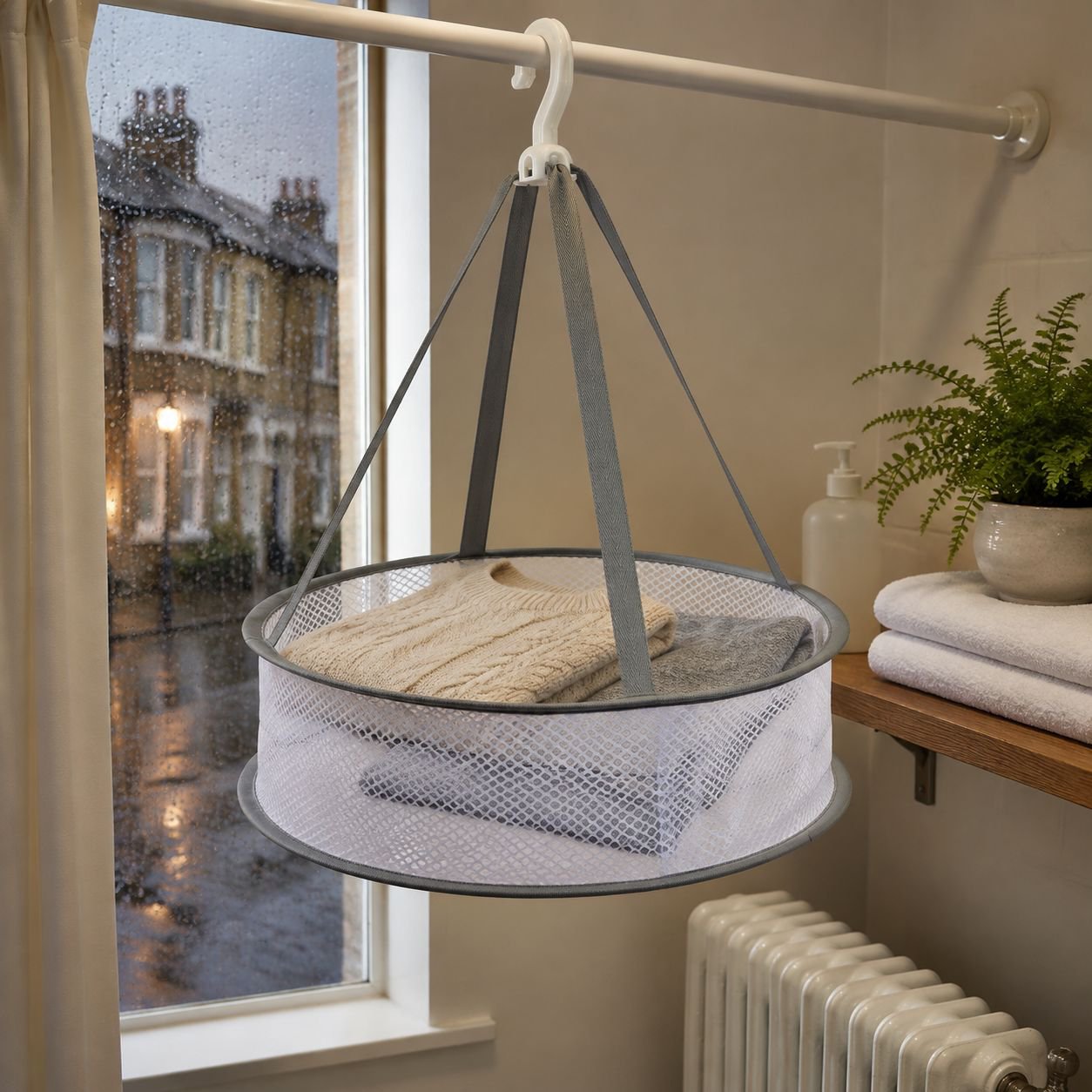 Foldable double-layer drying net rack hanging outdoors