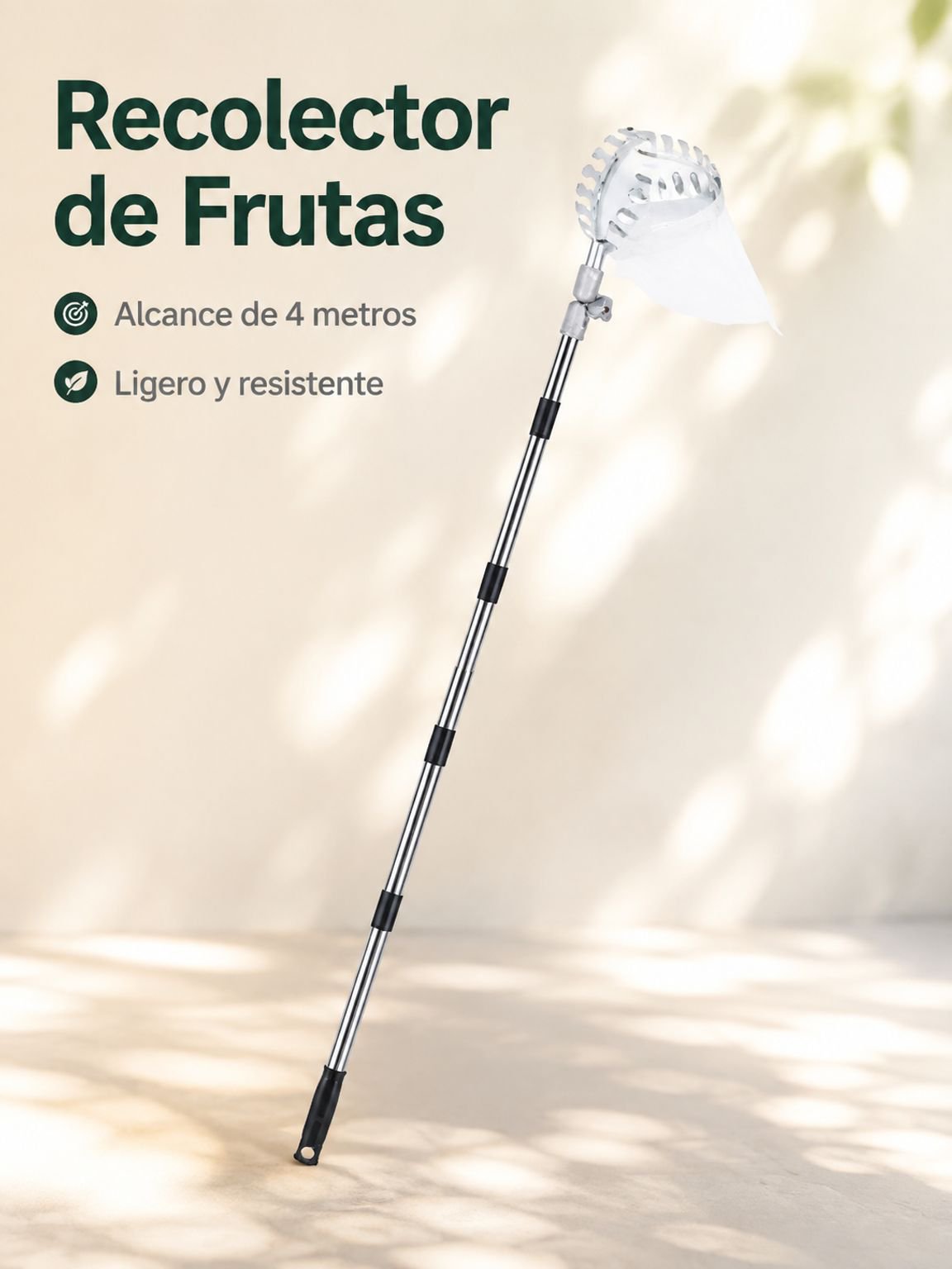 JMY-Autumn New Design High Branch Fruit Picker 4m Telescopic Fruit Picker with Fruit Collection Net,