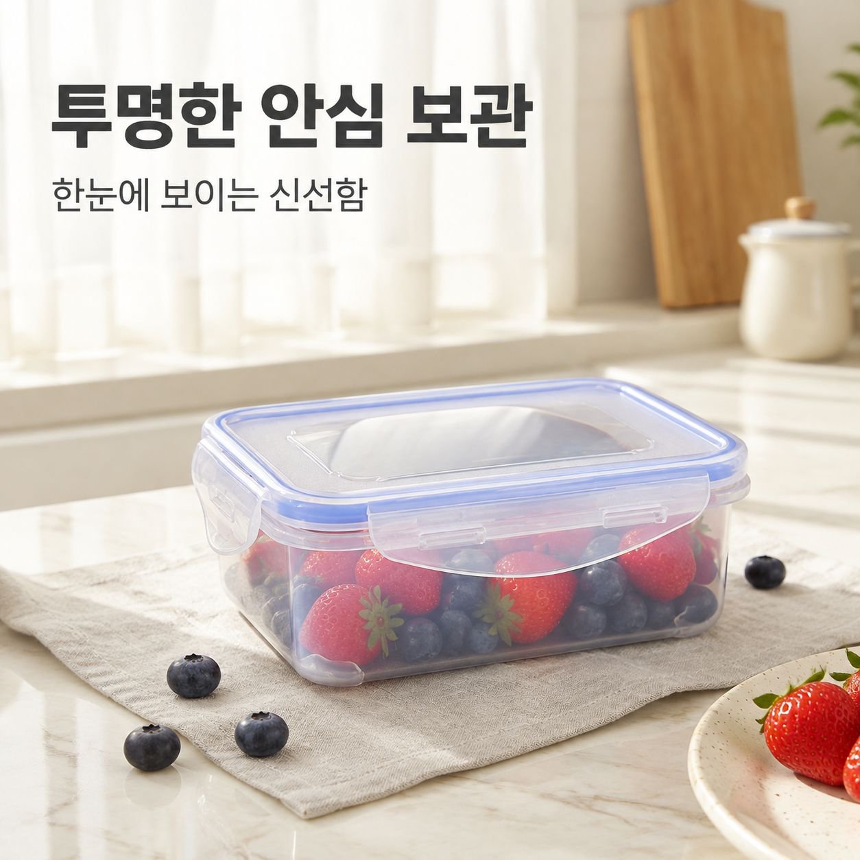 직사각 밀폐 버클 식품 보관함 냉장고 수납함