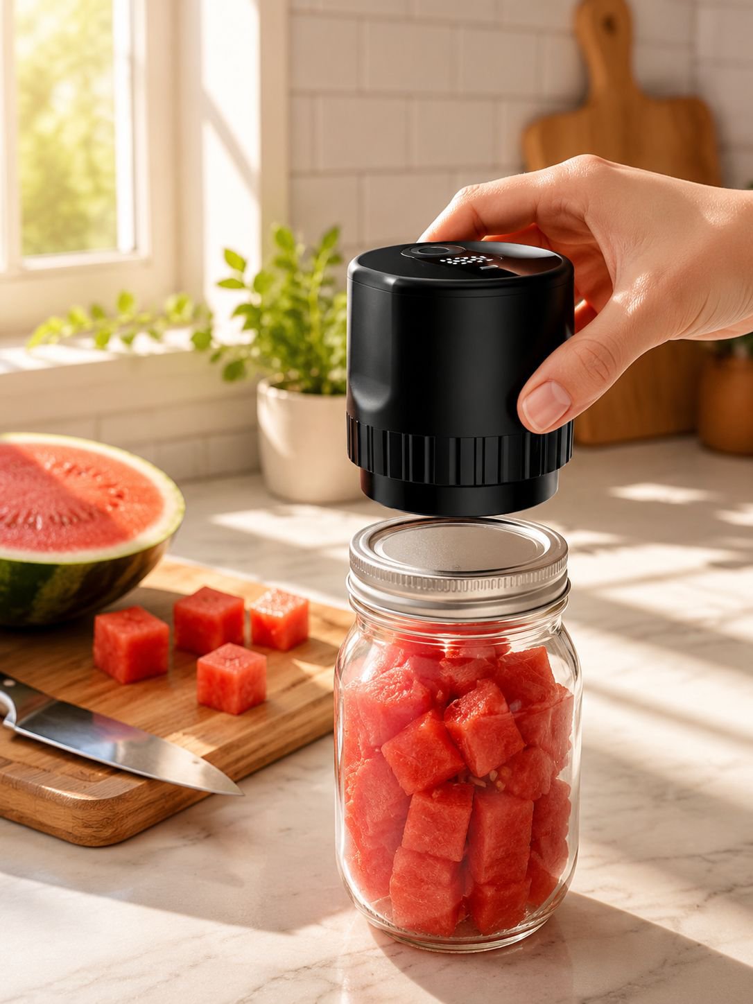 Máquina selladora de tarros Mason completamente automática