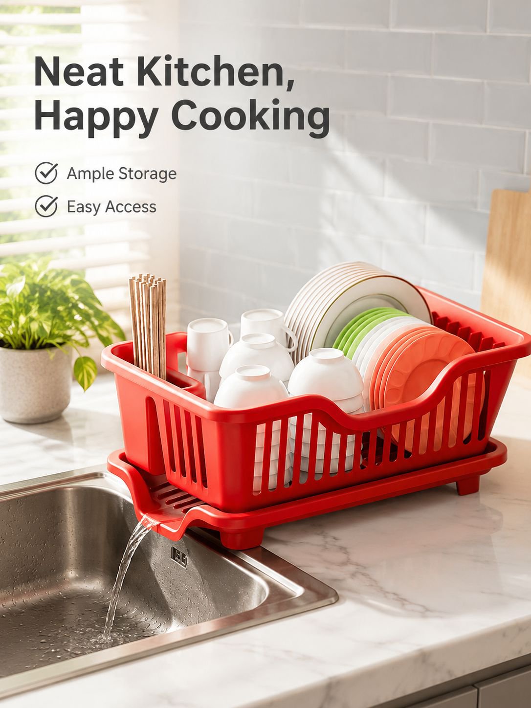Kitchen storage rack, cutlery storage box, dishes and tableware