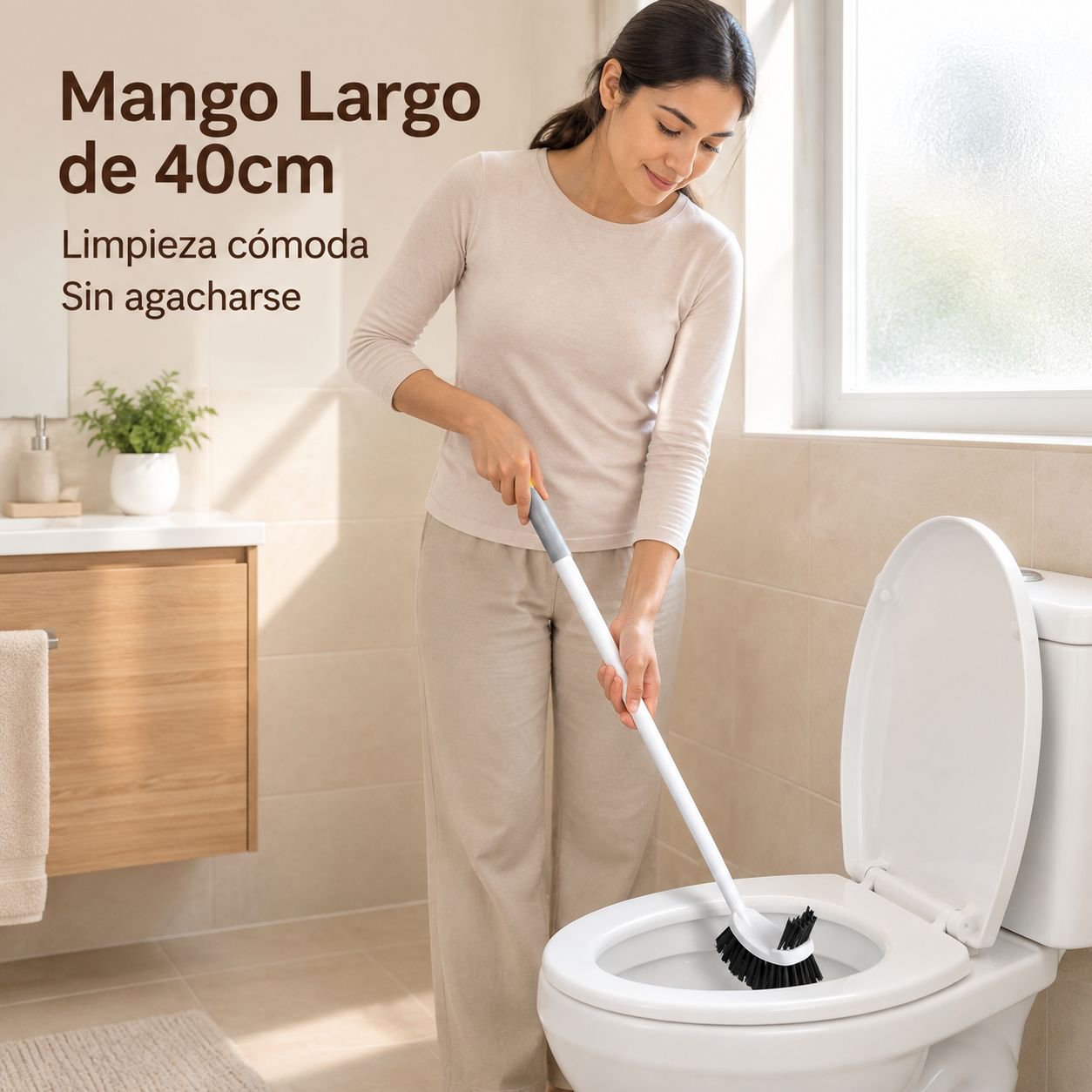 Cepillo de inodoro de doble cabezal y doble cara para una limpieza a fondo