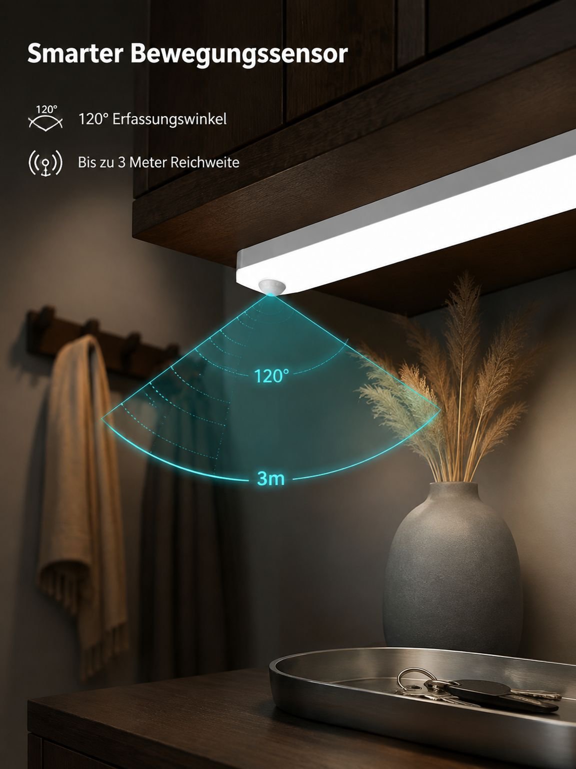 Intelligente LED-Nachtleuchte mit Bewegungserkennung im Flur