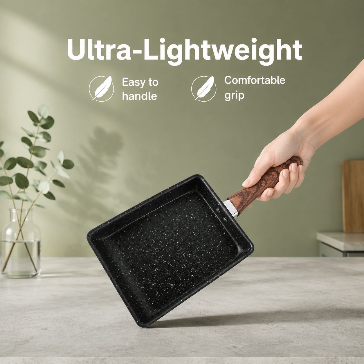 Anti-stick Rectangular Maifan Stone Omelette Pan