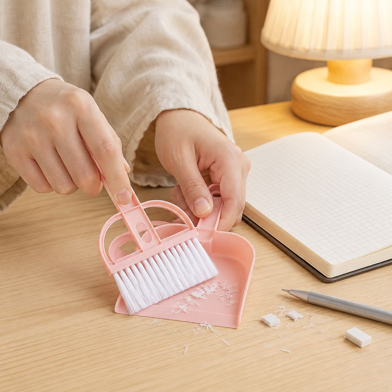 家庭用小型ほうき・ちりとりセット 寝室の掃除用具 ゴミすくい卓上掃除小型スイーパーちりとりセット