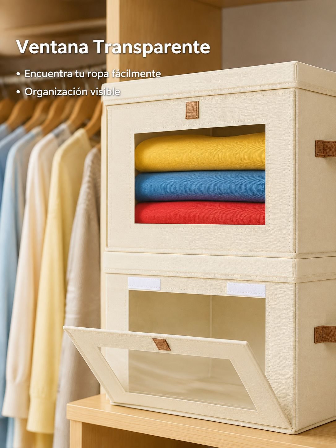 Caja de almacenamiento de tela plegable con apertura lateral