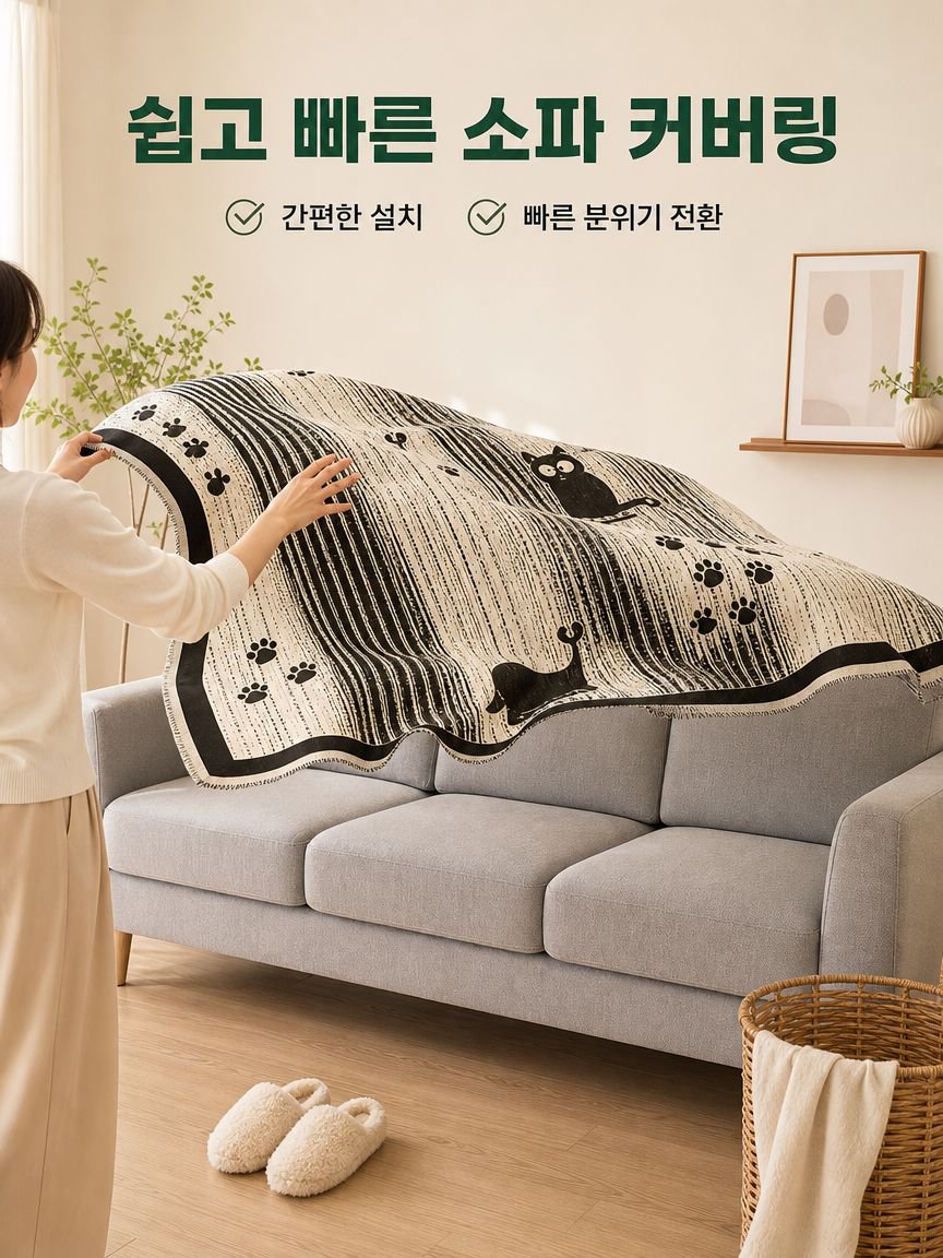 고양이 발톱 자국 방지용 두꺼운 소파 커버