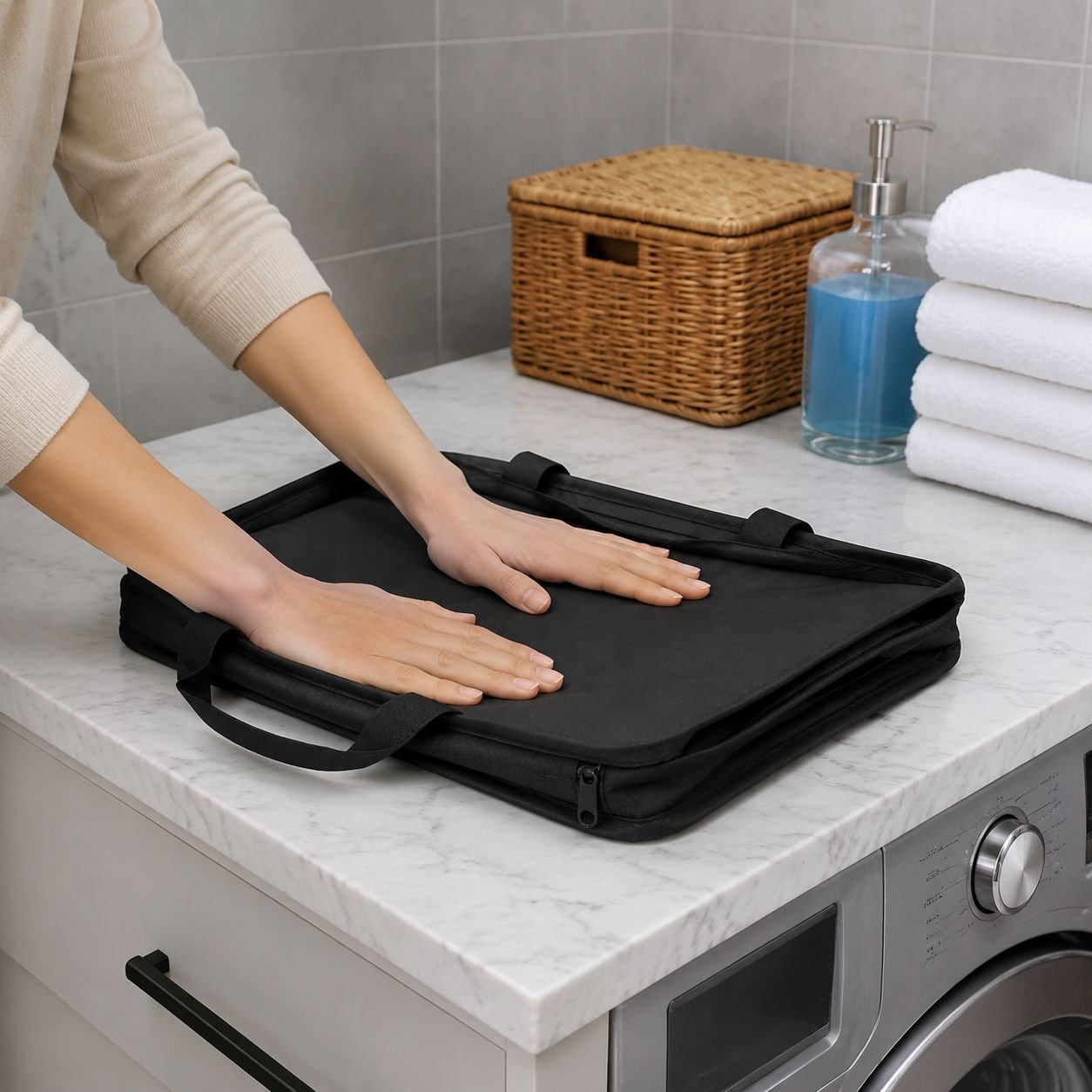 Durable hamper with easy-carry handles and secure closure