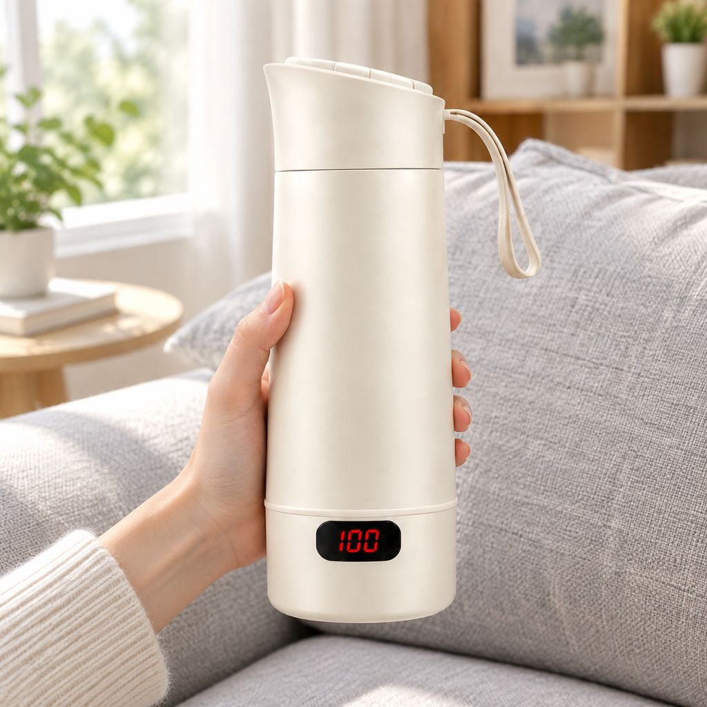 Portable Travel Insulated Electric Kettle with cup and power cord