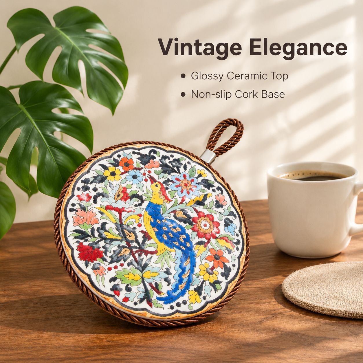 Vintage Ceramic Heat Resistant Trivet Mat Anti-Scald Pot Holder