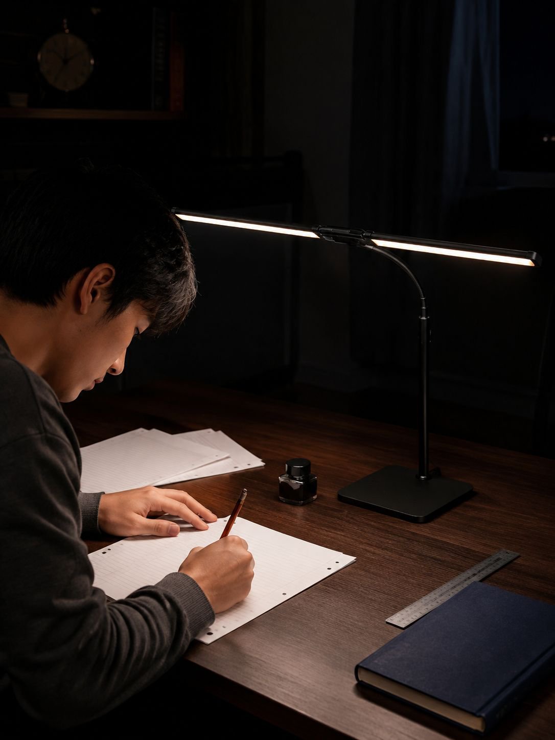 Lampe de bureau à double tête avec éclairage réglable