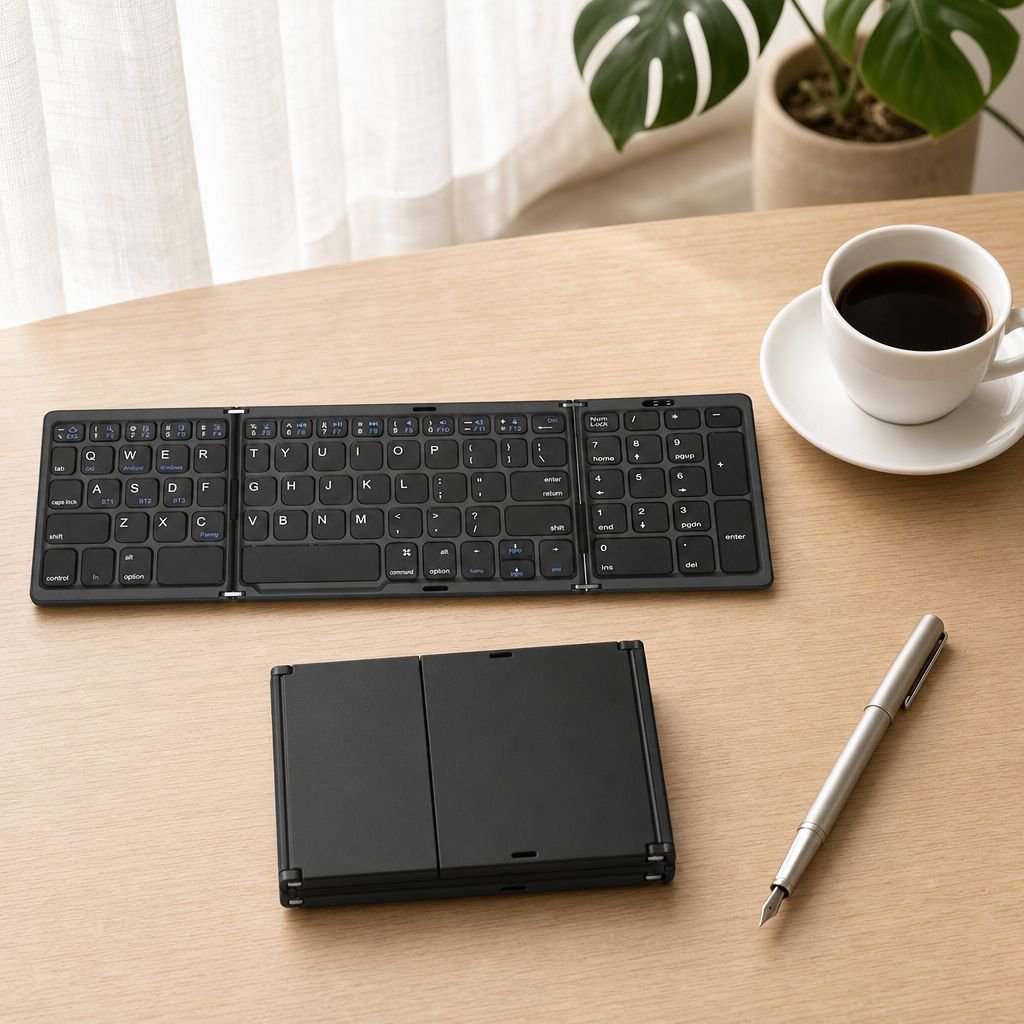 三つ折りワイヤレスポータブルキーボード