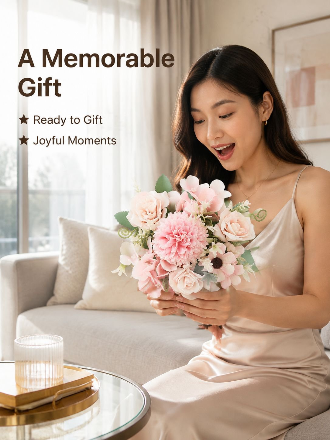 Realistic Mixed Flower Artificial Bouquet