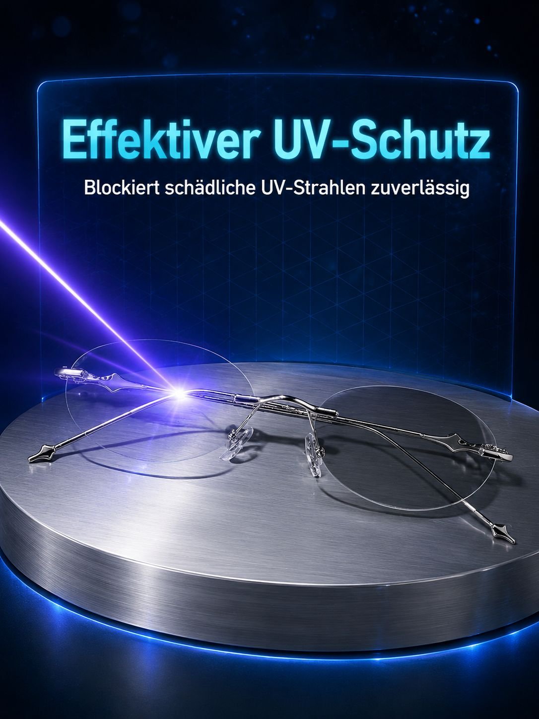 Photochrome Brille mit modernem rahmenlosen Design