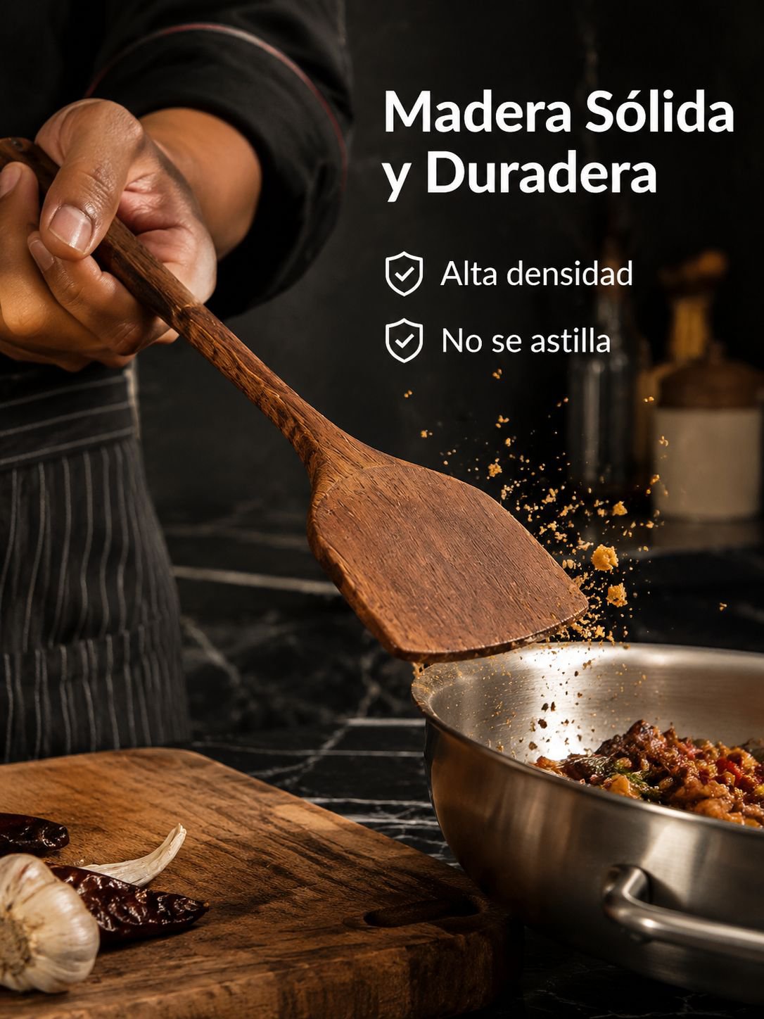 Espátula de madera para preparar alimentos