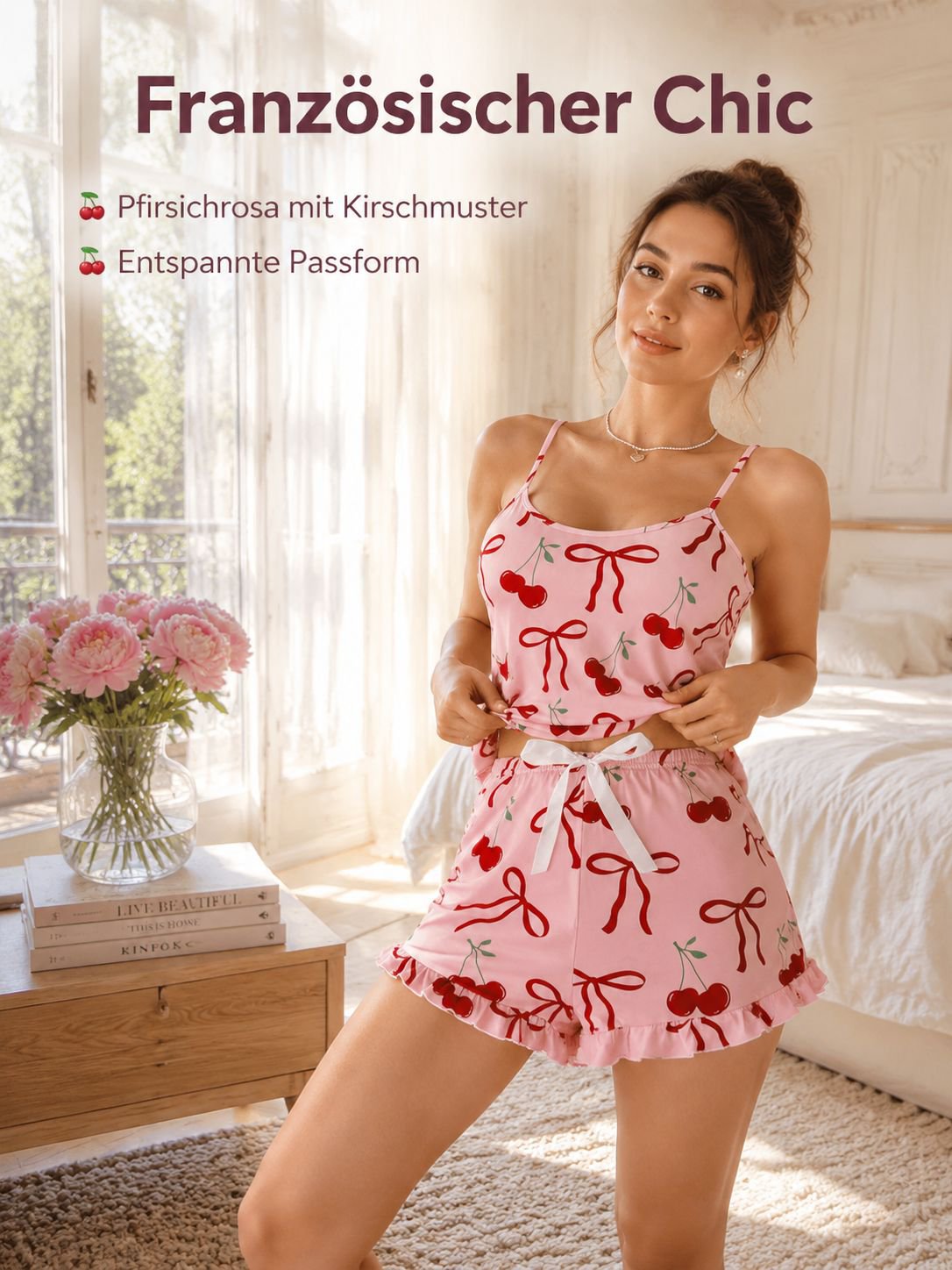 Sexy Träger-Print-Hausanzug mit Shorts für Damen