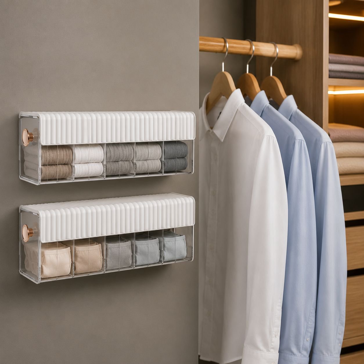 Wardrobe hanging underwear and socks storage box organizer