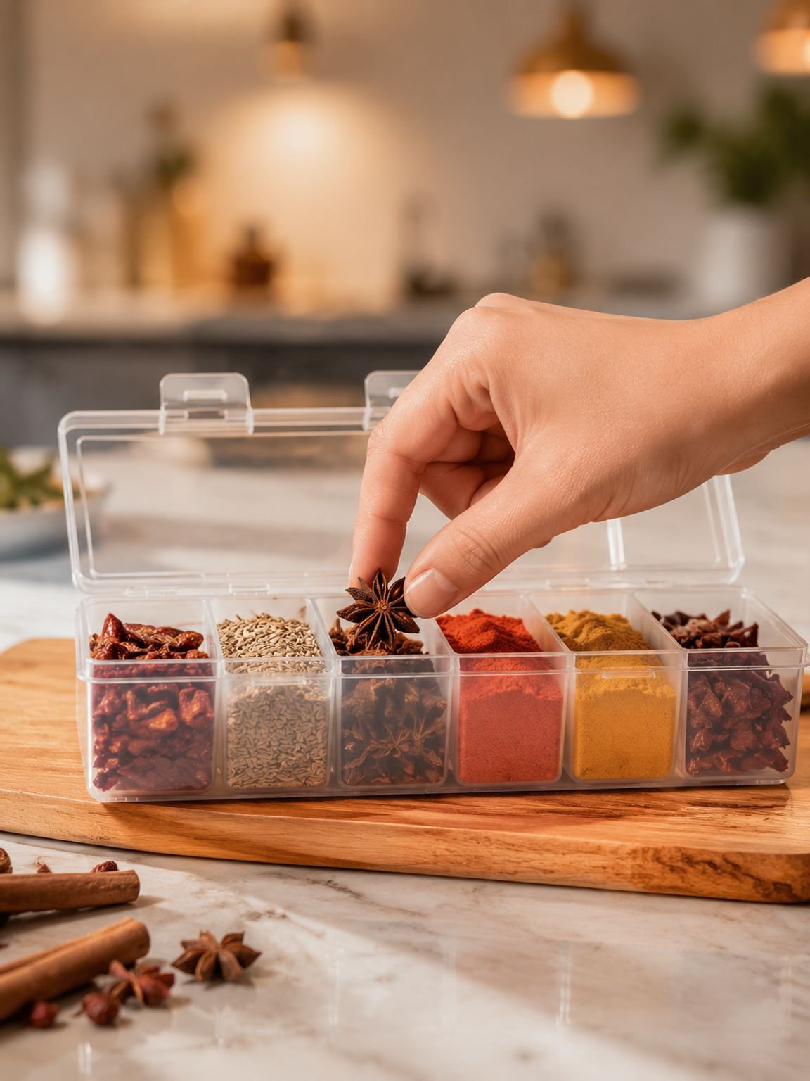 Cabinet-mounted spice storage box