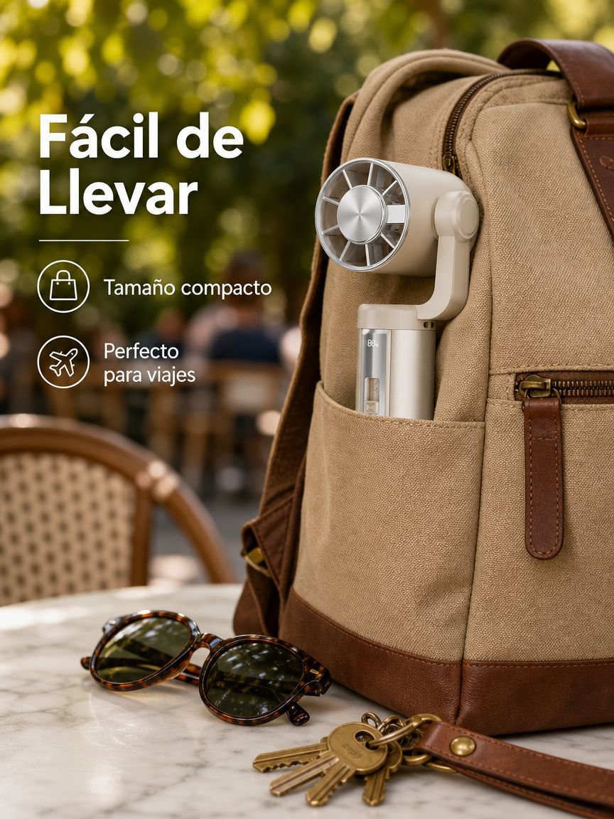 Ventilador portátil de mano, potente aire frío, enfriamiento instantáneo