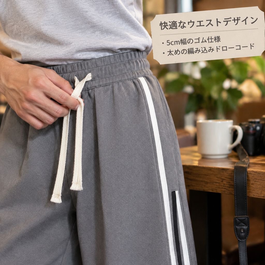 ストレートゆったりカジュアルスポーツパンツ