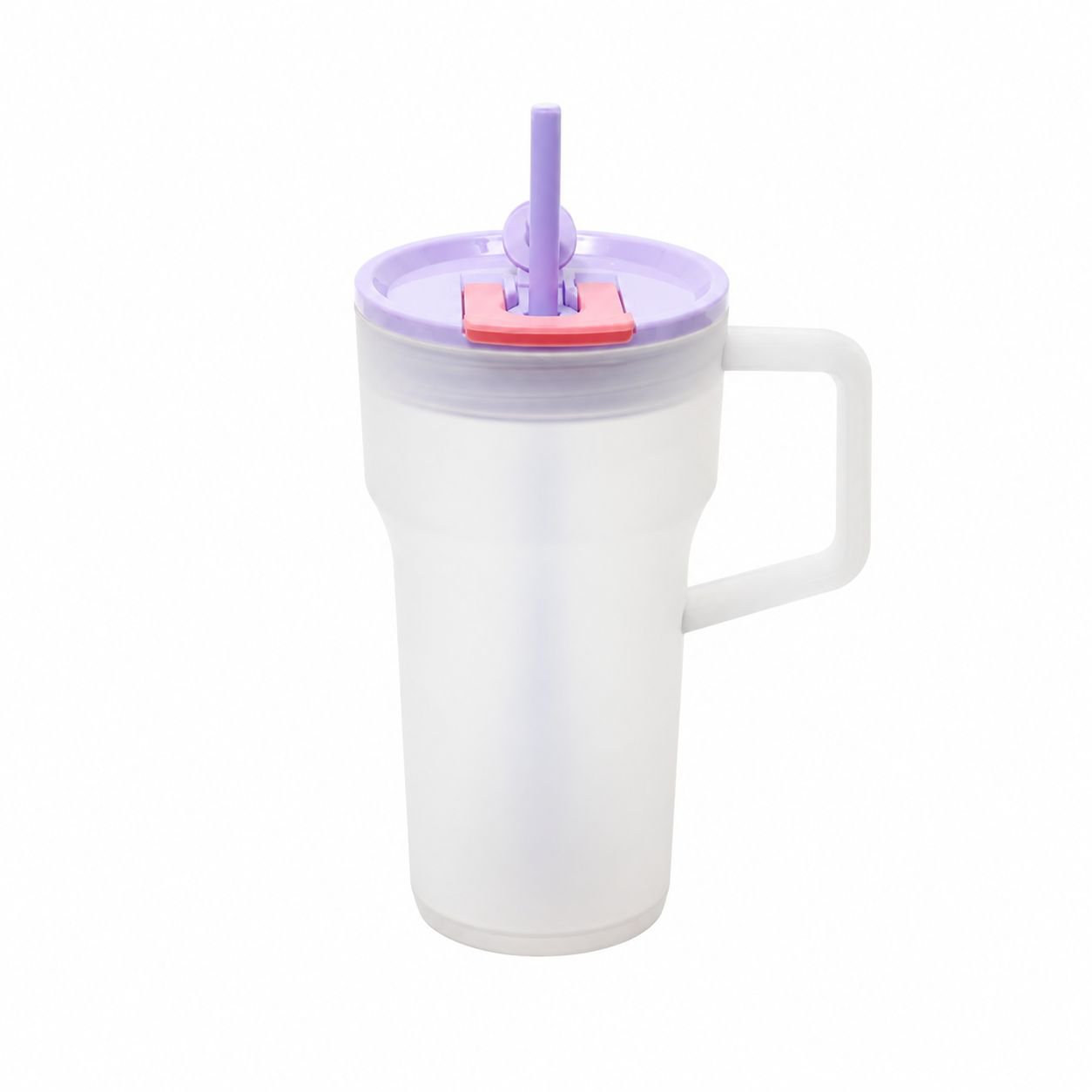 Stylischer Becher mit zwei Trinköffnungen und Strohhalm