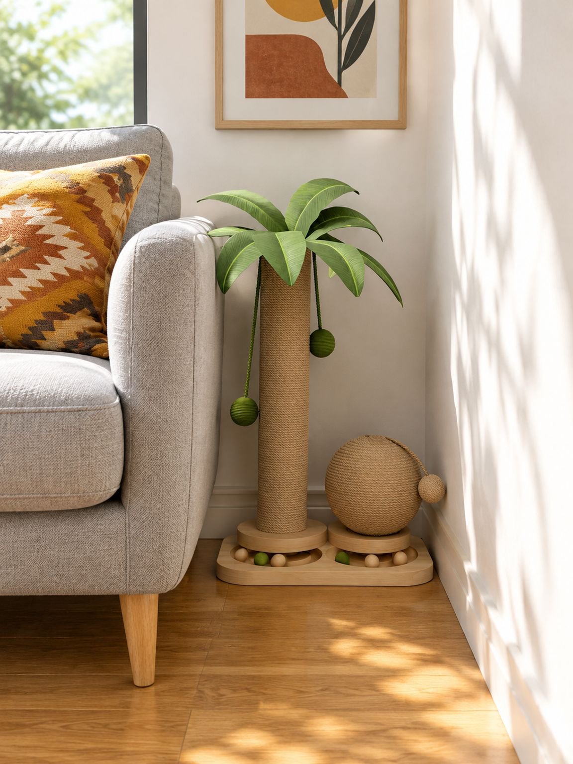 Árbol rascador para gatos con diseño de palmera