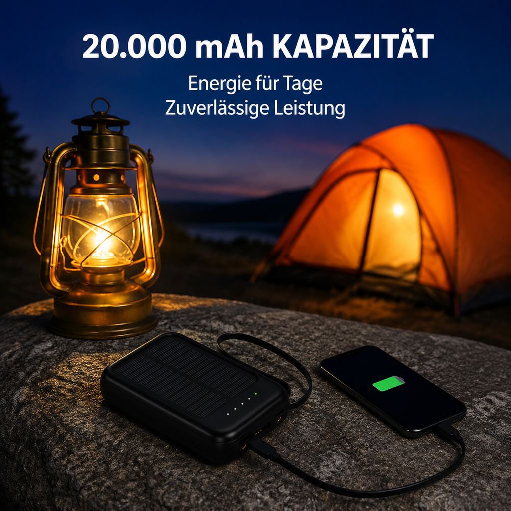 Tragbare Solarpowerbank 20000mAh mit 3C-Zertifizierung