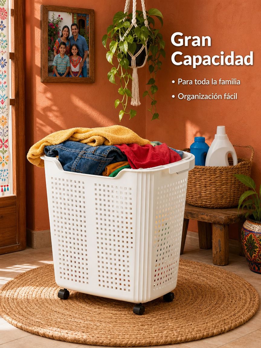 Cesta de ropa sucia de gran capacidad con ruedas