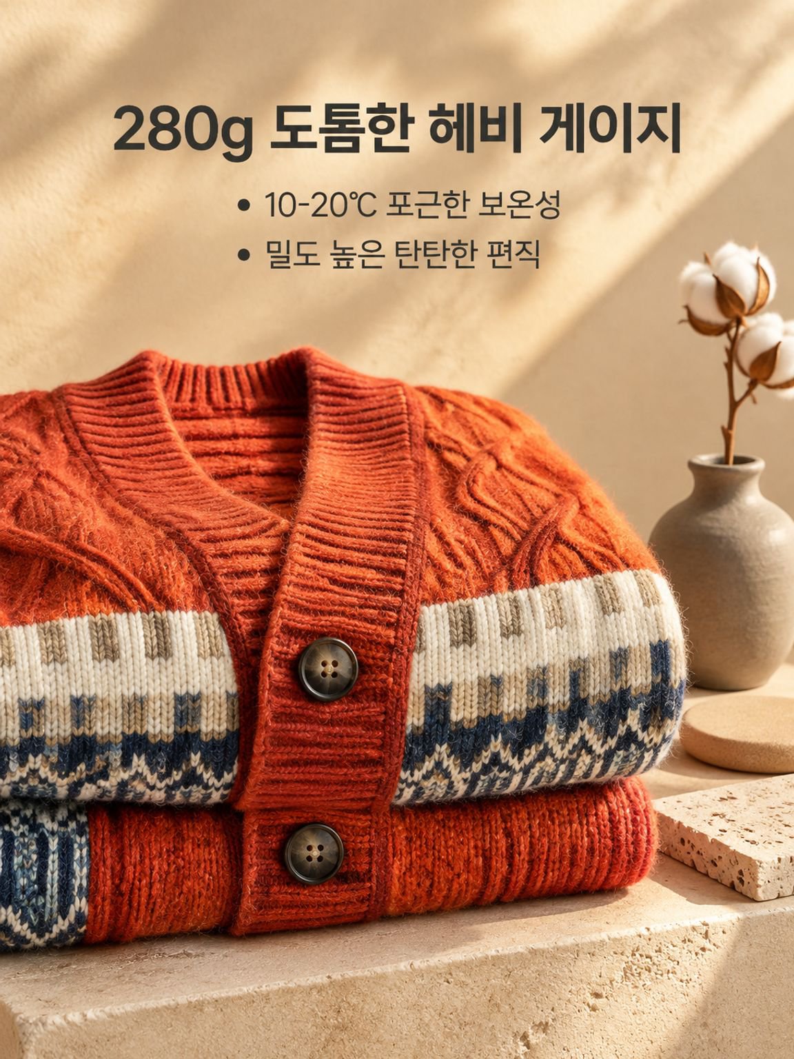 남자 봄 가을용 루즈핏 니트 가디건 착용 모습