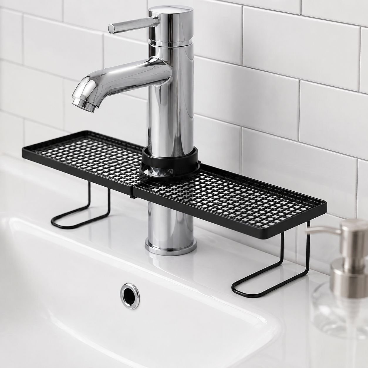 シンク蛇口用水切りラック＆洗面用品収納ラック
