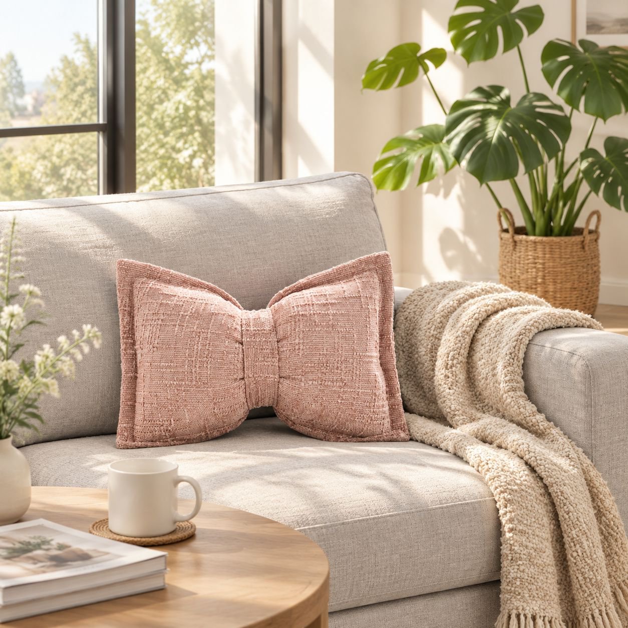 JMY-Chenille Bow Pillow